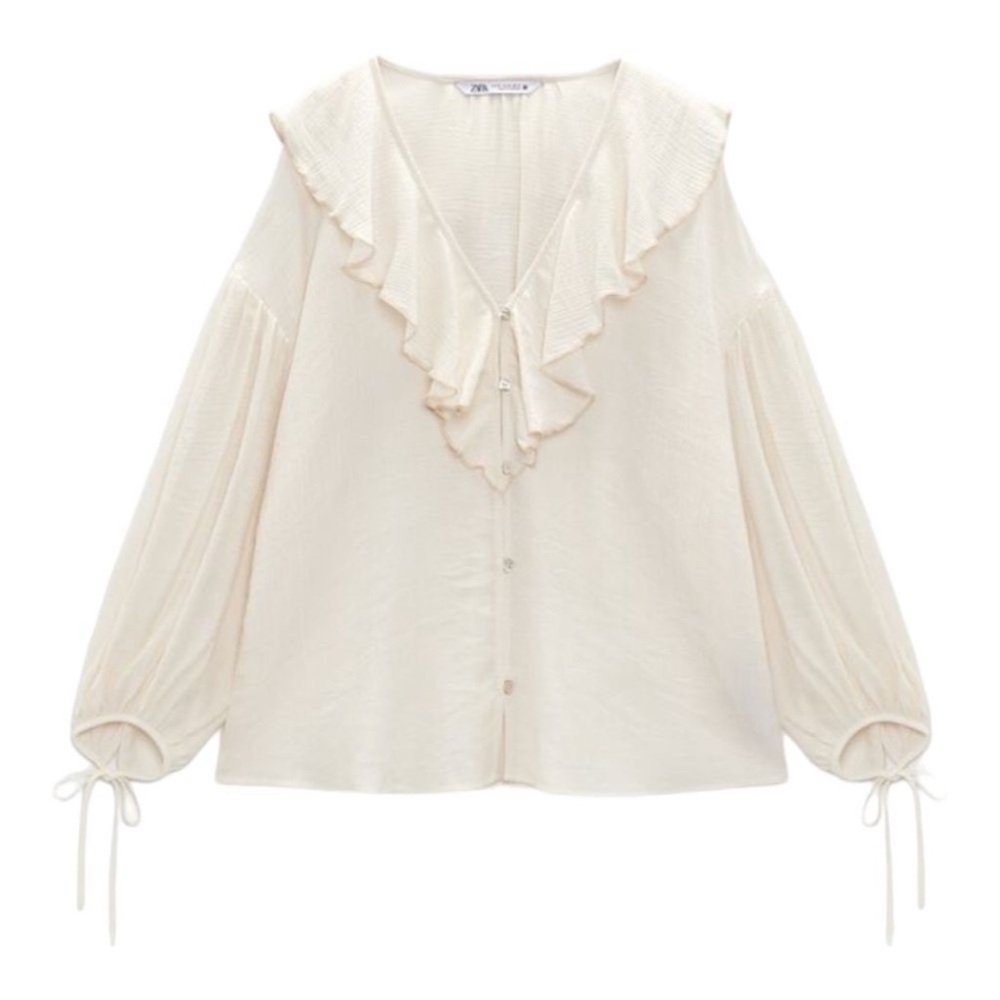 ZARA FLOWY RUFFLED ROMANTIC BLOUSE